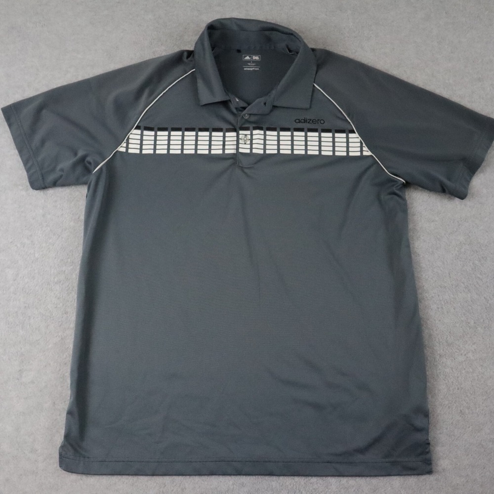 Adidas Golf Polo Shirt Mens Large Adizero Performance Gray Short Sleeve